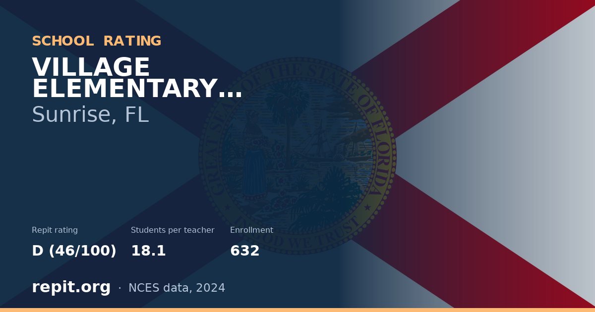 VILLAGE ELEMENTARY SCHOOL, Sunrise, FL — Repit school rating D (46/100)