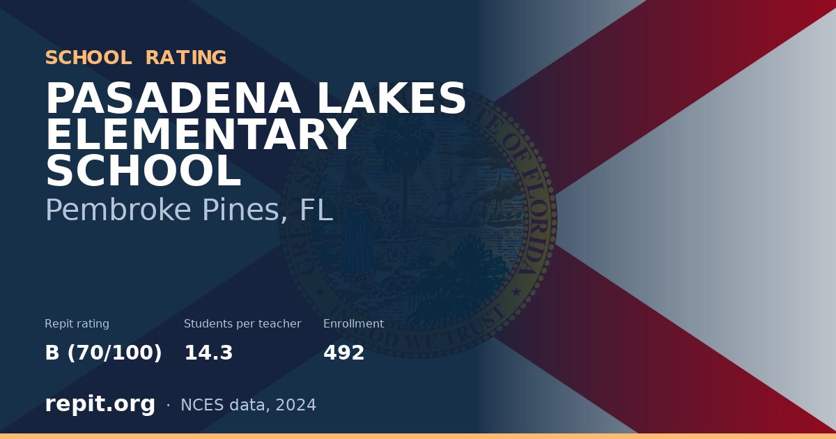 PASADENA LAKES ELEMENTARY SCHOOL, Pembroke Pines, FL — Repit school rating B (70/100)