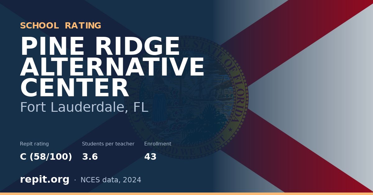 PINE RIDGE ALTERNATIVE CENTER, Fort Lauderdale, FL — Repit school rating C (58/100)