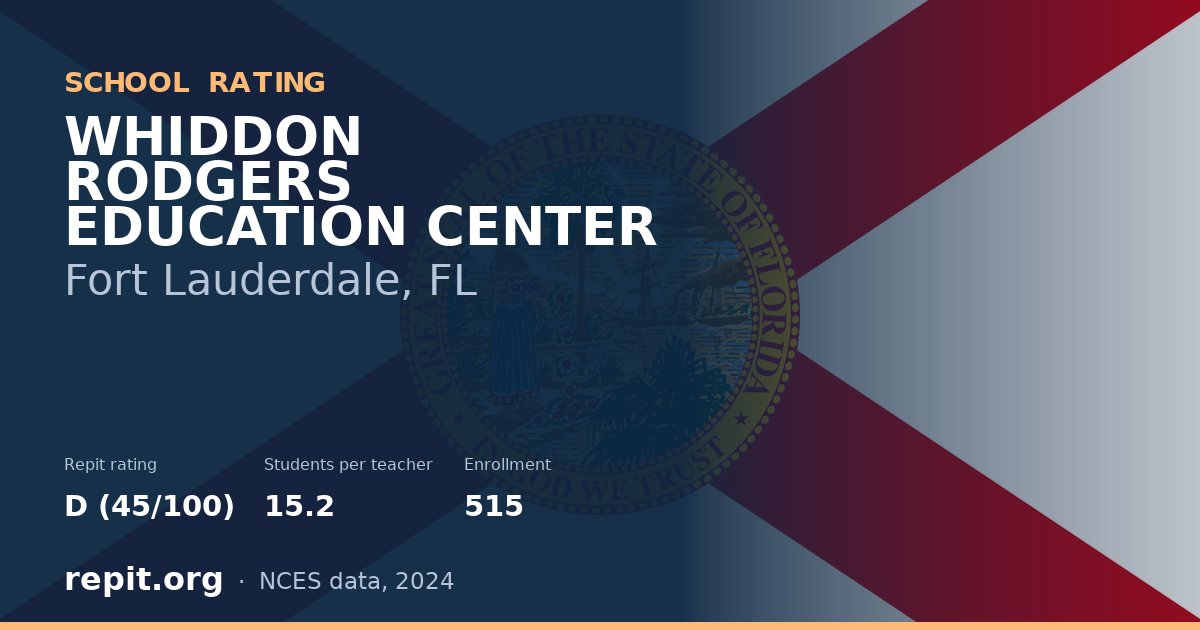 WHIDDON RODGERS EDUCATION CENTER, Fort Lauderdale, FL — Repit school rating D (45/100)