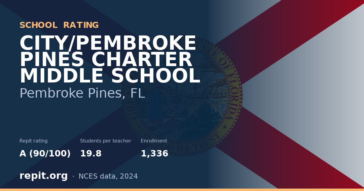 CITY/PEMBROKE PINES CHARTER MIDDLE SCHOOL, Pembroke Pines, FL — Repit school rating A (90/100)