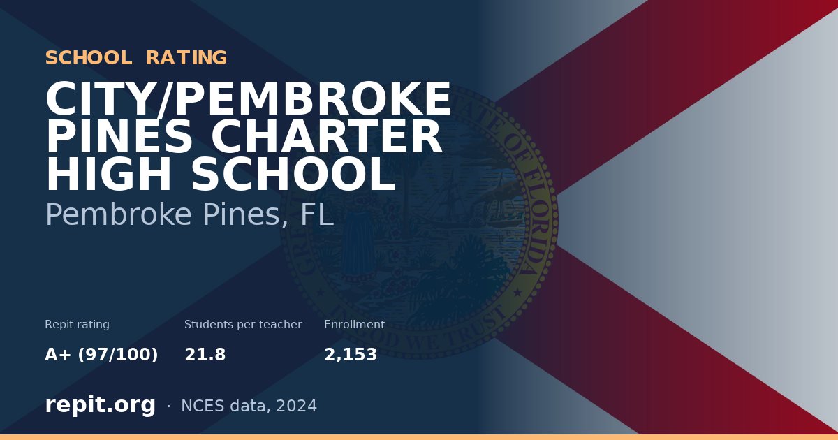 CITY/PEMBROKE PINES CHARTER HIGH SCHOOL, Pembroke Pines, FL — Repit school rating A+ (97/100)