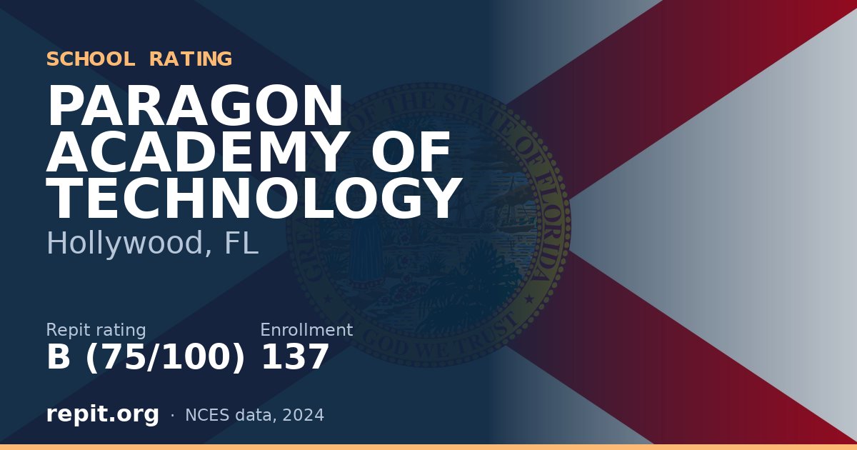 PARAGON ACADEMY OF TECHNOLOGY, Hollywood, FL — Repit school rating B (75/100)