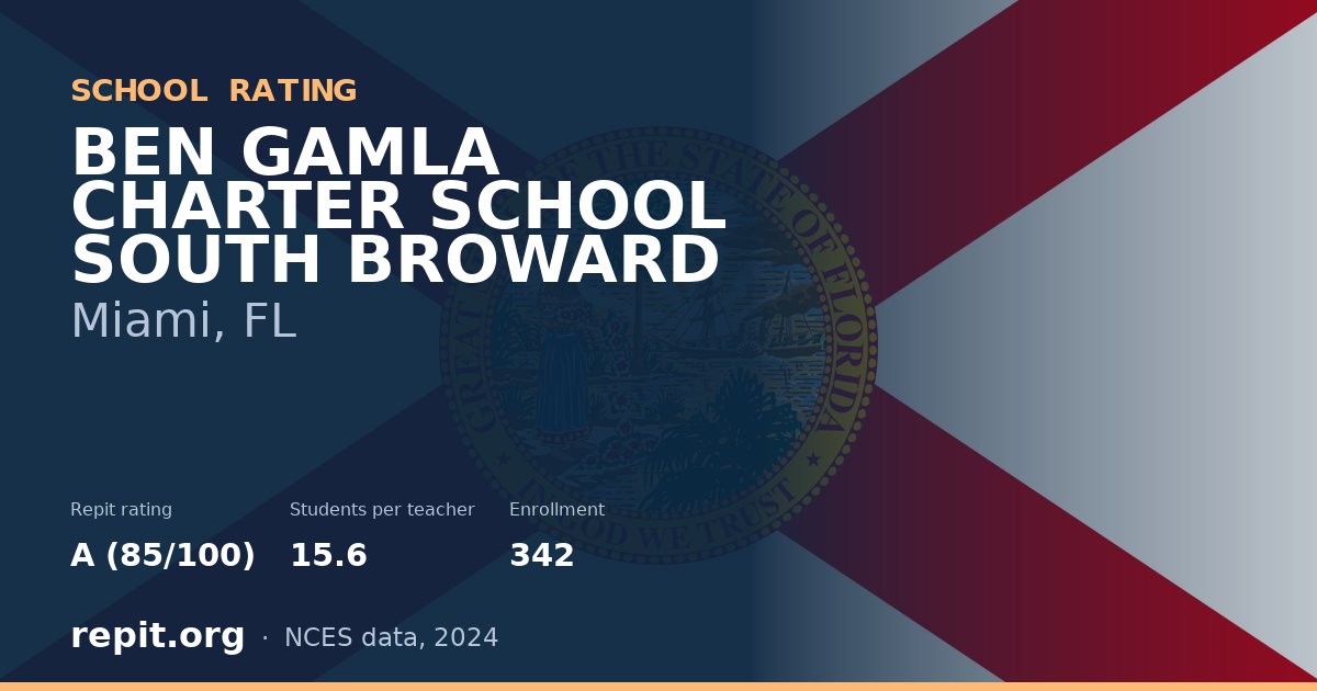 BEN GAMLA CHARTER SCHOOL SOUTH BROWARD, Miami, FL — Repit school rating A (85/100)