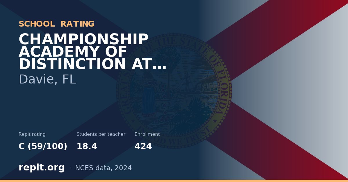 CHAMPIONSHIP ACADEMY OF DISTINCTION AT DAVIE, Davie, FL — Repit school rating C (59/100)