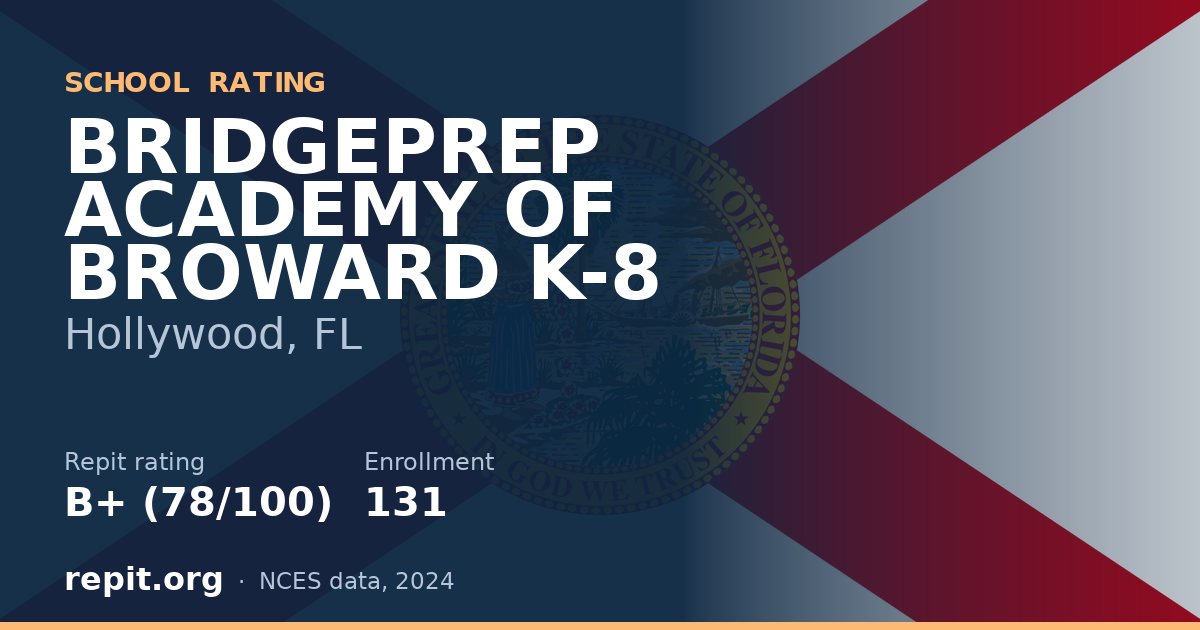 BRIDGEPREP ACADEMY OF BROWARD K-8, Hollywood, FL — Repit school rating B+ (78/100)