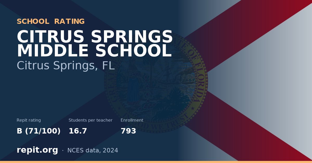 CITRUS SPRINGS MIDDLE SCHOOL, Citrus Springs, FL — Repit school rating B (71/100)