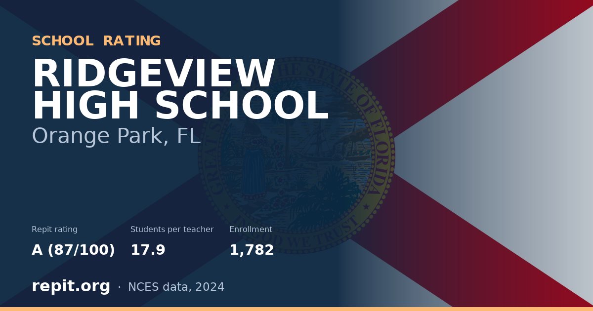 RIDGEVIEW HIGH SCHOOL, Orange Park, FL — Repit school rating A (87/100)