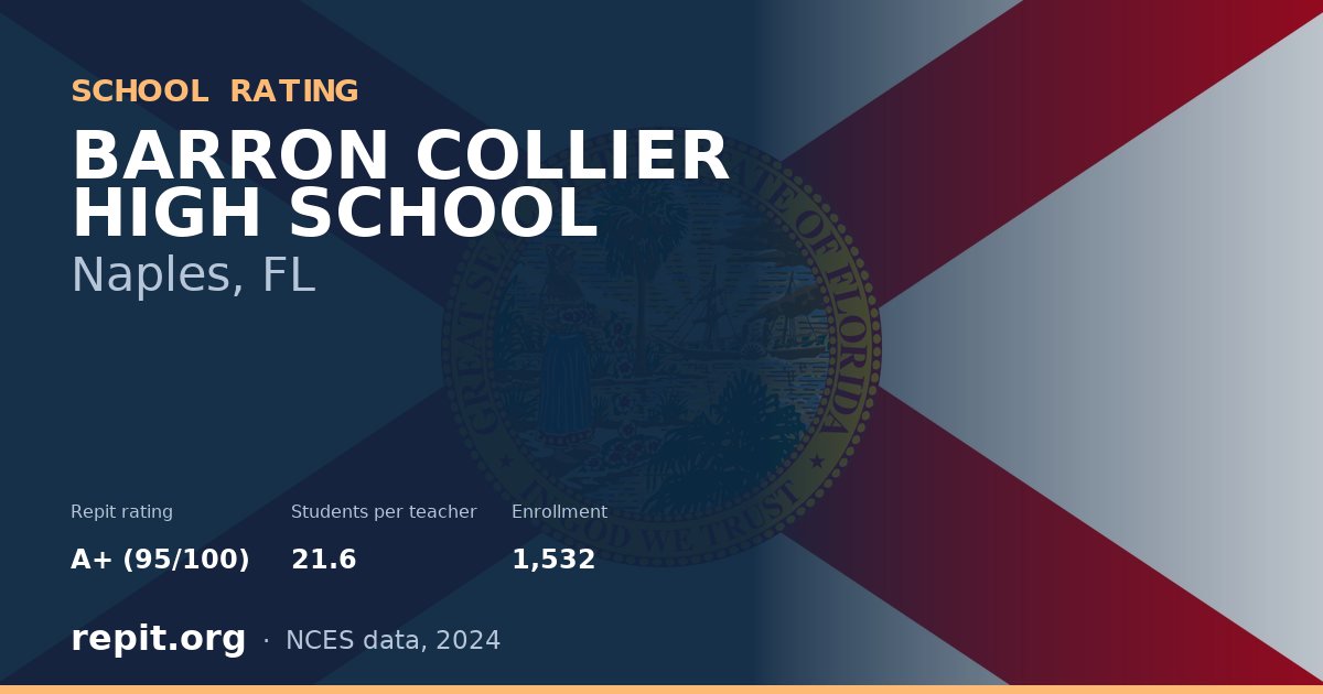 BARRON COLLIER HIGH SCHOOL, Naples, FL — Repit school rating A+ (95/100)