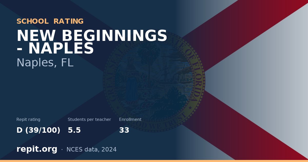 NEW BEGINNINGS - NAPLES, Naples, FL — Repit school rating D (39/100)