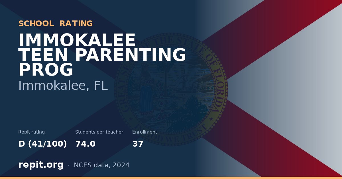 IMMOKALEE TEEN PARENTING PROG, Immokalee, FL — Repit school rating D (41/100)