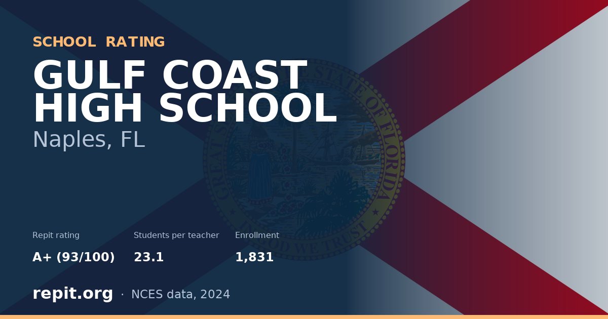 GULF COAST HIGH SCHOOL, Naples, FL — Repit school rating A+ (93/100)