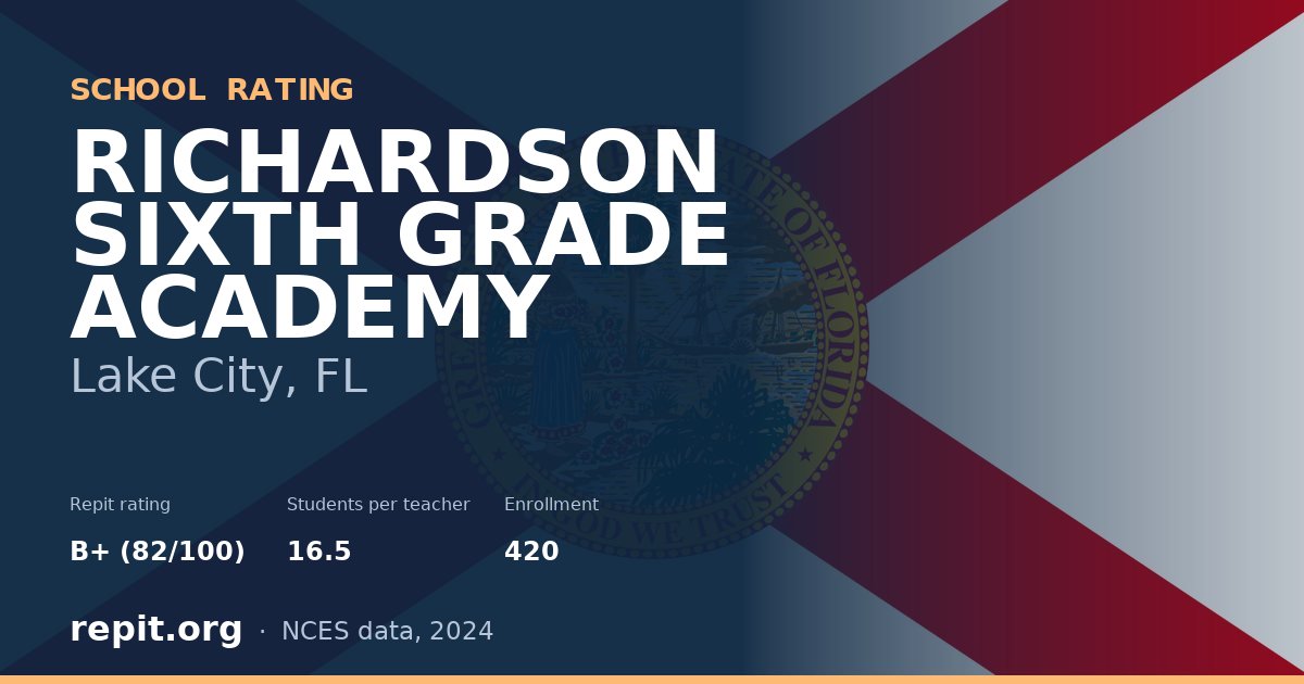 RICHARDSON SIXTH GRADE ACADEMY, Lake City, FL — Repit school rating B+ (82/100)