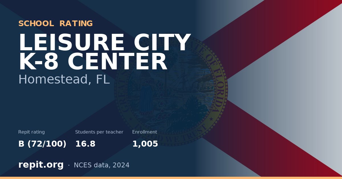 LEISURE CITY K-8 CENTER, Homestead, FL — Repit school rating B (72/100)