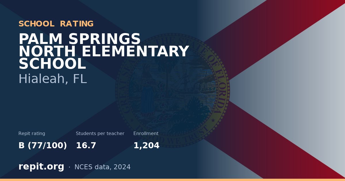 PALM SPRINGS NORTH ELEMENTARY SCHOOL, Hialeah, FL — Repit school rating B (77/100)