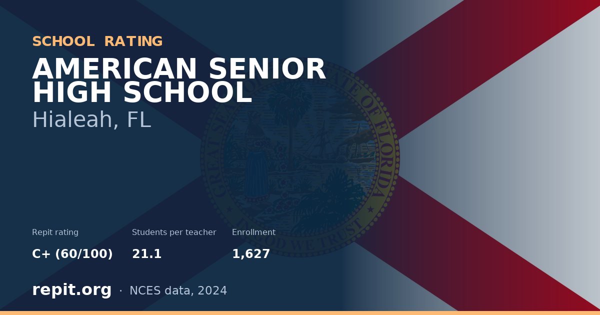 AMERICAN SENIOR HIGH SCHOOL, Hialeah, FL — Repit school rating C+ (60/100)