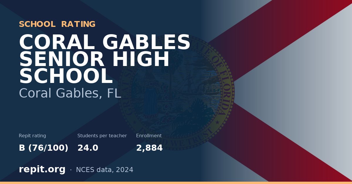 CORAL GABLES SENIOR HIGH SCHOOL, Coral Gables, FL — Repit school rating B (76/100)