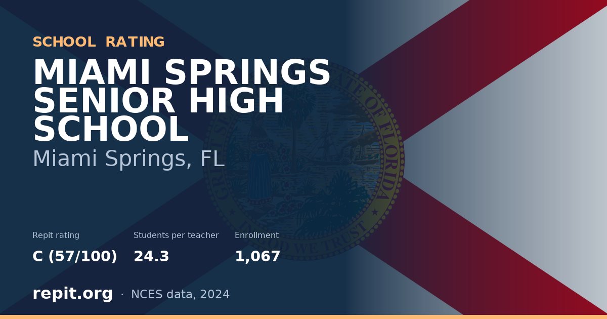 MIAMI SPRINGS SENIOR HIGH SCHOOL, Miami Springs, FL — Repit school rating C (57/100)