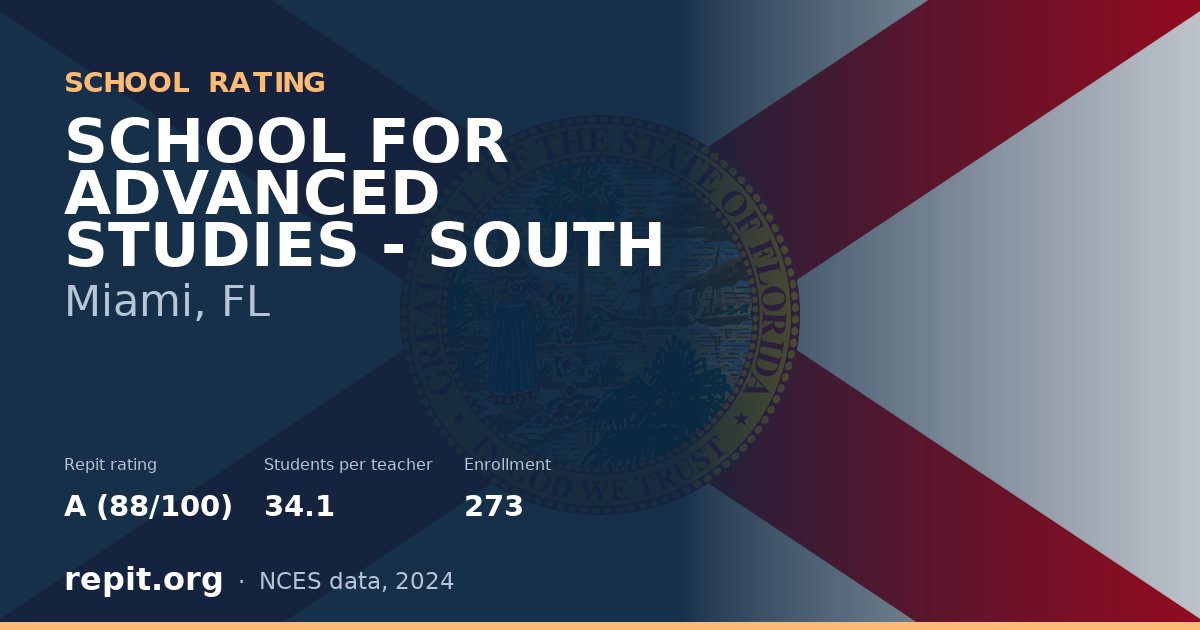 SCHOOL FOR ADVANCED STUDIES - SOUTH, Miami, FL — Repit school rating A (88/100)