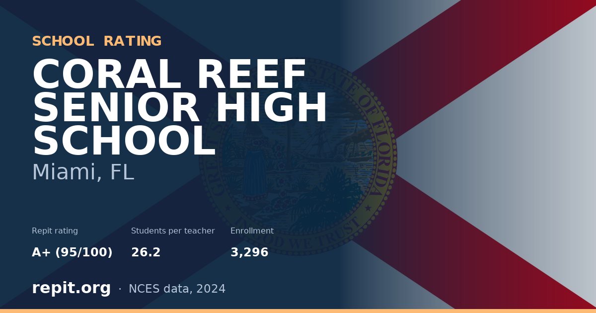 CORAL REEF SENIOR HIGH SCHOOL, Miami, FL — Repit school rating A+ (95/100)