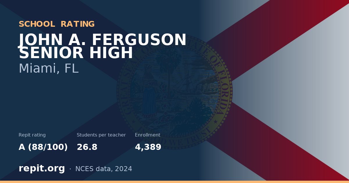 JOHN A. FERGUSON SENIOR HIGH, Miami, FL — Repit school rating A (88/100)
