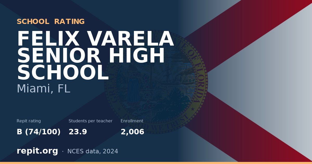 FELIX VARELA SENIOR HIGH SCHOOL, Miami, FL — Repit school rating B (74/100)
