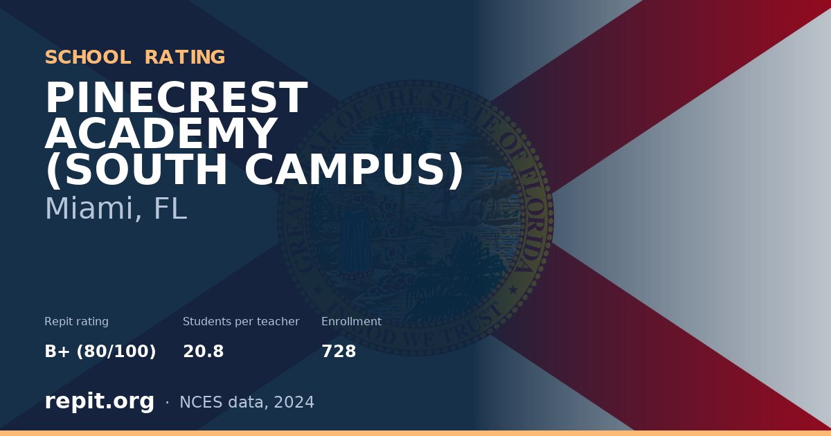PINECREST ACADEMY (SOUTH CAMPUS), Miami, FL — Repit school rating B+ (80/100)