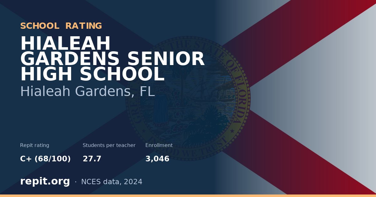 HIALEAH GARDENS SENIOR HIGH SCHOOL, Hialeah Gardens, FL — Repit school rating C+ (68/100)