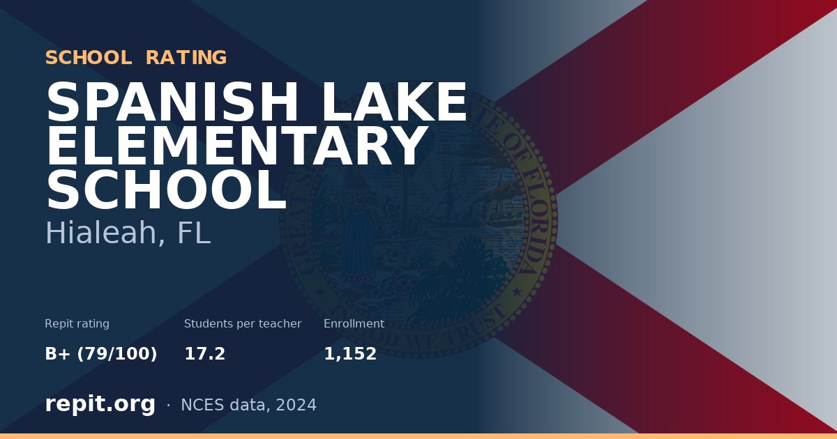 SPANISH LAKE ELEMENTARY SCHOOL, Hialeah, FL — Repit school rating B+ (79/100)