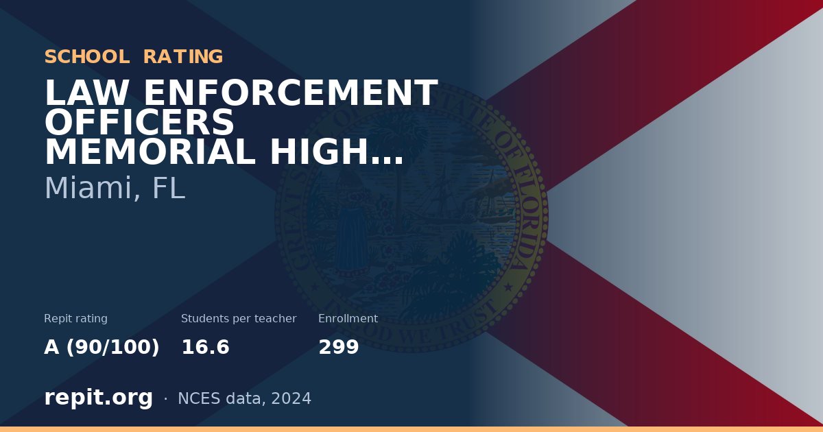 LAW ENFORCEMENT OFFICERS MEMORIAL HIGH SCHOOL, Miami, FL — Repit school rating A (90/100)