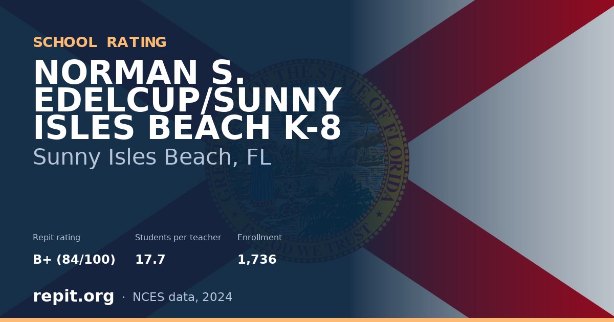 NORMAN S. EDELCUP/SUNNY ISLES BEACH K-8, Sunny Isles Beach, FL — Repit school rating B+ (84/100)
