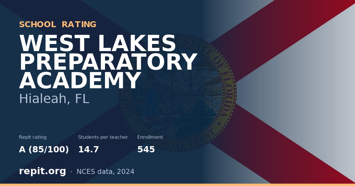 WEST LAKES PREPARATORY ACADEMY, Hialeah, FL — Repit school rating A (85/100)
