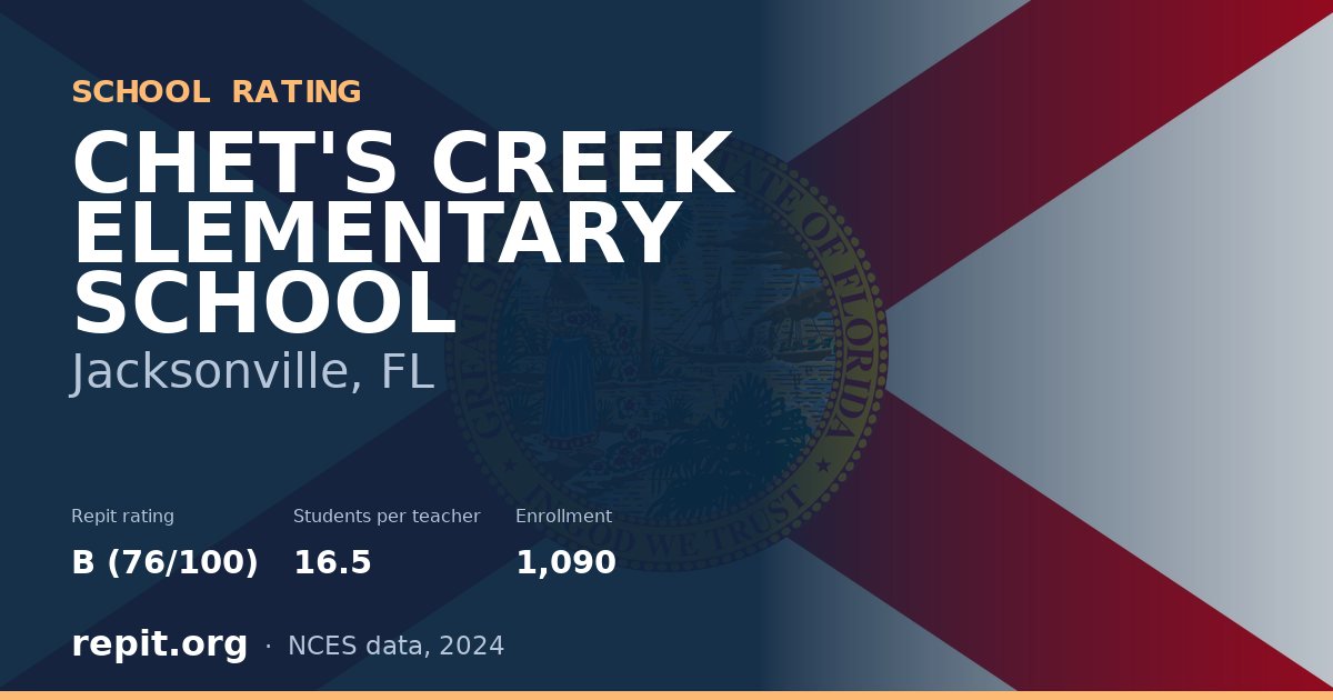 CHET'S CREEK ELEMENTARY SCHOOL, Jacksonville, FL — Repit school rating B (76/100)