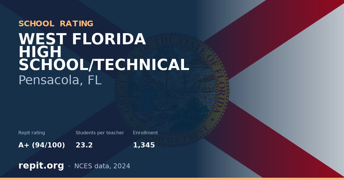 WEST FLORIDA HIGH SCHOOL/TECHNICAL, Pensacola, FL — Repit school rating A+ (94/100)