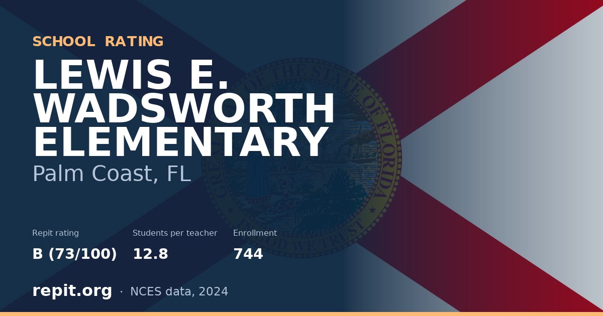 LEWIS E. WADSWORTH ELEMENTARY, Palm Coast, FL — Repit school rating B (73/100)