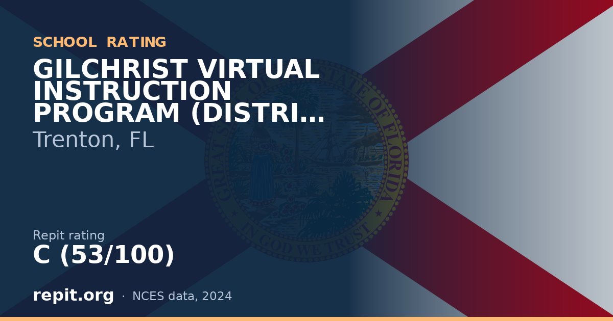 GILCHRIST VIRTUAL INSTRUCTION PROGRAM (DISTRICT PROVIDED), Trenton, FL — Repit school rating C (53/100)