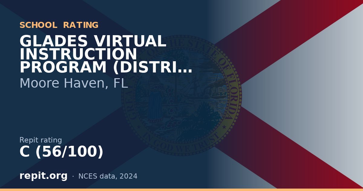 GLADES VIRTUAL INSTRUCTION PROGRAM (DISTRICT PROVIDED), Moore Haven, FL — Repit school rating C (56/100)