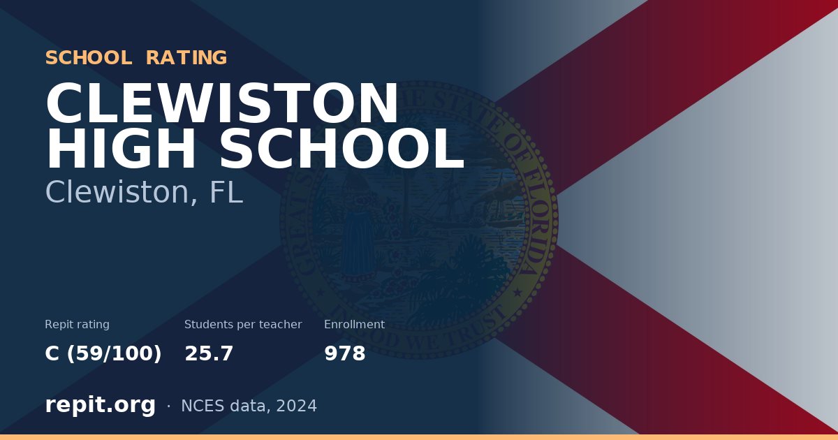 CLEWISTON HIGH SCHOOL, Clewiston, FL — Repit school rating C (59/100)