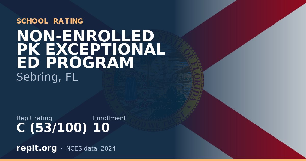 NON-ENROLLED PK EXCEPTIONAL ED PROGRAM, Sebring, FL — Repit school rating C (53/100)