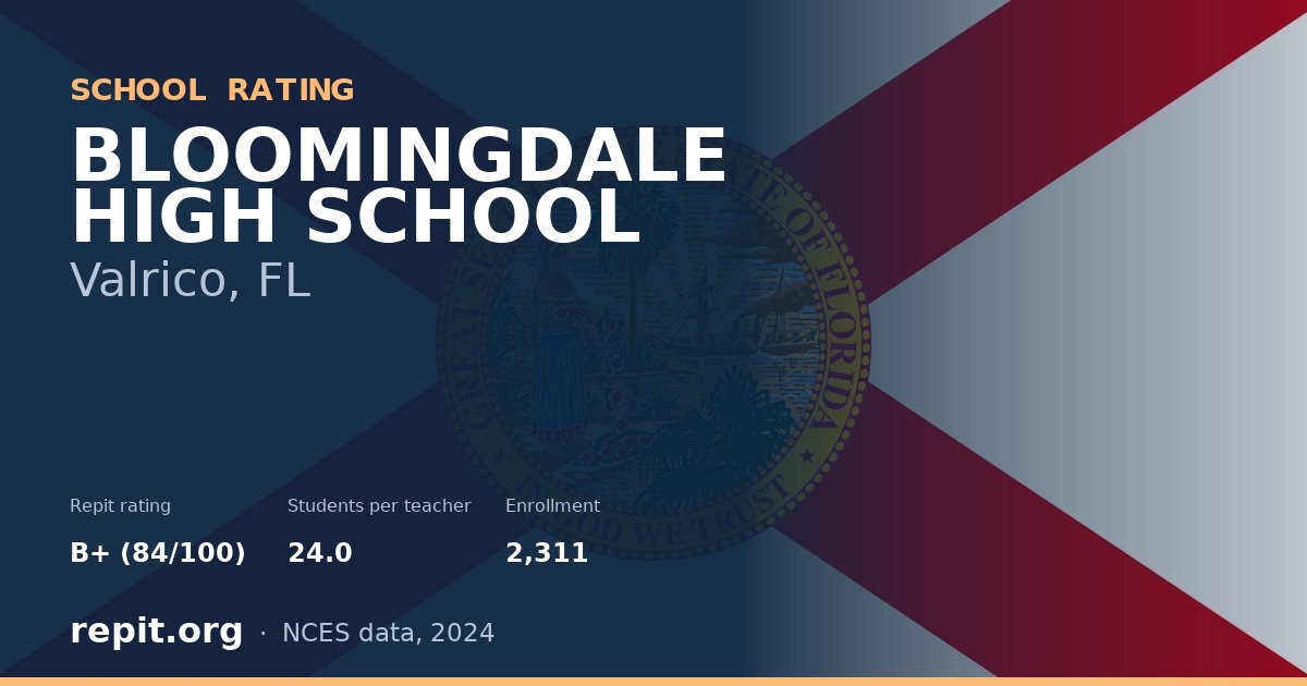 BLOOMINGDALE HIGH SCHOOL, Valrico, FL — Repit school rating B+ (84/100)