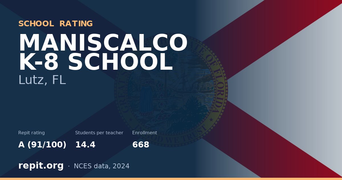 MANISCALCO K-8 SCHOOL, Lutz, FL — Repit school rating A (91/100)