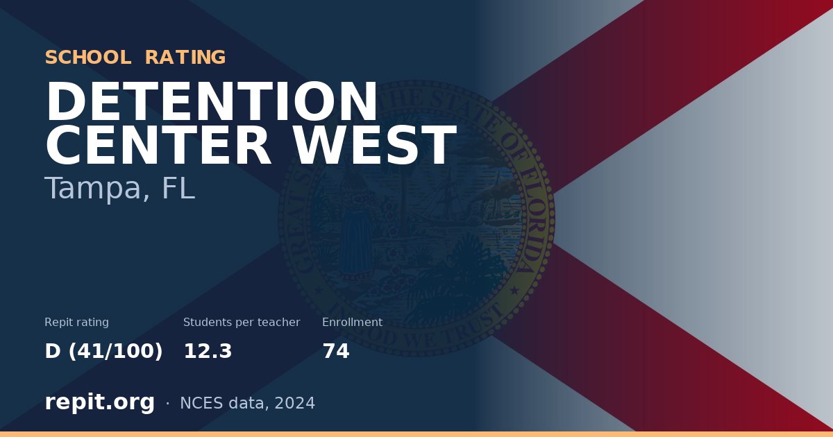 DETENTION CENTER WEST, Tampa, FL — Repit school rating D (41/100)