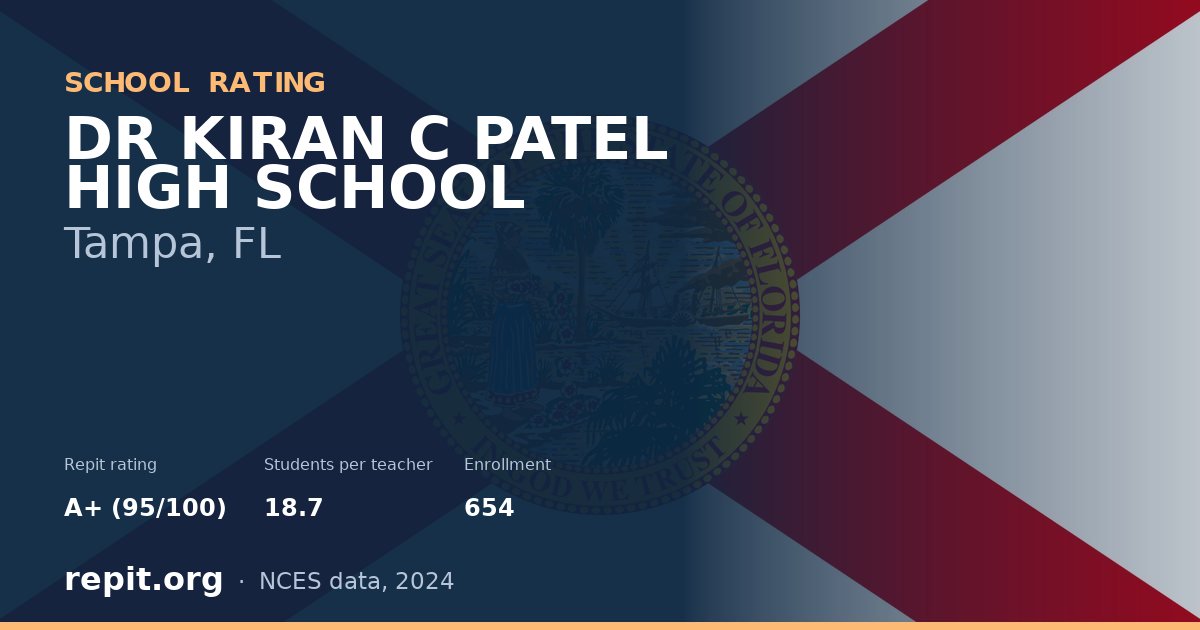 DR KIRAN C PATEL HIGH SCHOOL, Tampa, FL — Repit school rating A+ (95/100)