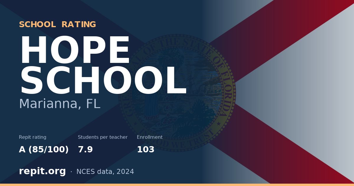 HOPE SCHOOL, Marianna, FL — Repit school rating A (85/100)