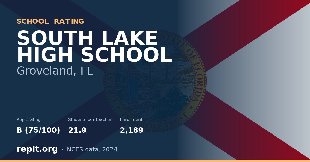SOUTH LAKE HIGH SCHOOL, Groveland, FL — Repit school rating B (75/100)