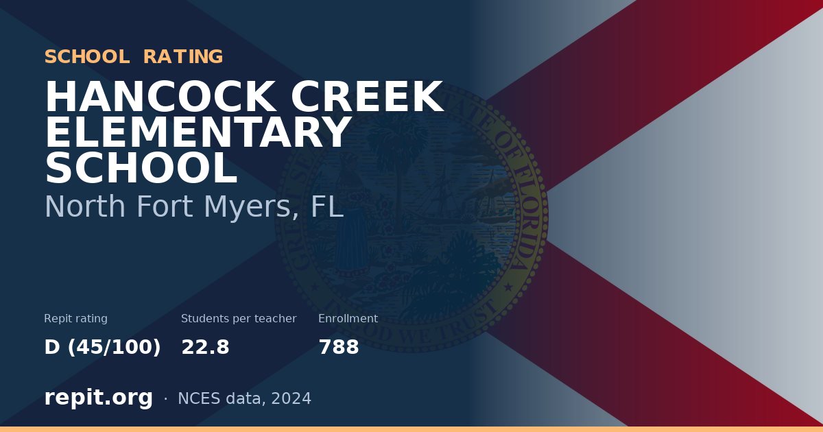 HANCOCK CREEK ELEMENTARY SCHOOL, North Fort Myers, FL — Repit school rating D (45/100)