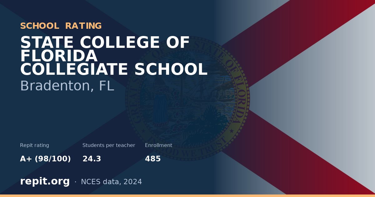 STATE COLLEGE OF FLORIDA COLLEGIATE SCHOOL, Bradenton, FL — Repit school rating A+ (98/100)