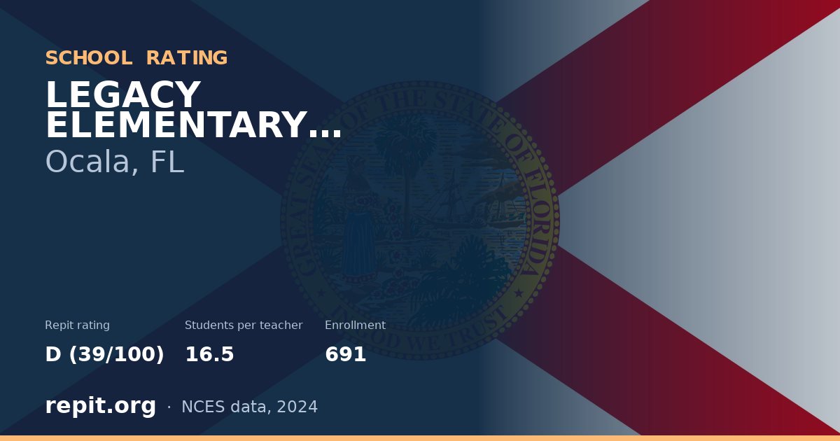 LEGACY ELEMENTARY SCHOOL, Ocala, FL — Repit school rating D (39/100)