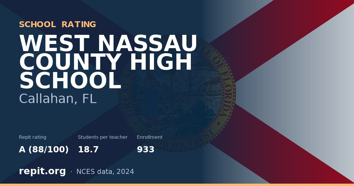 WEST NASSAU COUNTY HIGH SCHOOL, Callahan, FL — Repit school rating A (88/100)