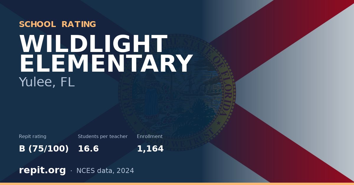 WILDLIGHT ELEMENTARY, Yulee, FL — Repit school rating B (75/100)